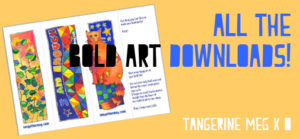 Header image for "Downloadable bookmarks" featuring quirky Tangerine Meg artist drawings