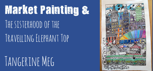 Header image, mostly text. At right is a city drawn and painted by me in a morning.