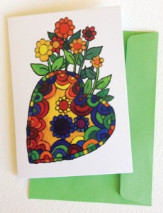 photo: blooming heart card with lime green envelope