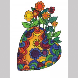 bright painting of a blossoming heart
