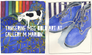 2 paintings by Tangerine Meg currently showing at Gallery M, Marion, South Australia