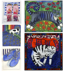 5 paintings by Tangerine Meg currently showing at Urban Cow Adelaide