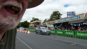 self portrait with mostache and beard, from beside the tour down under bike race area in the main street of Willunga, South Australia