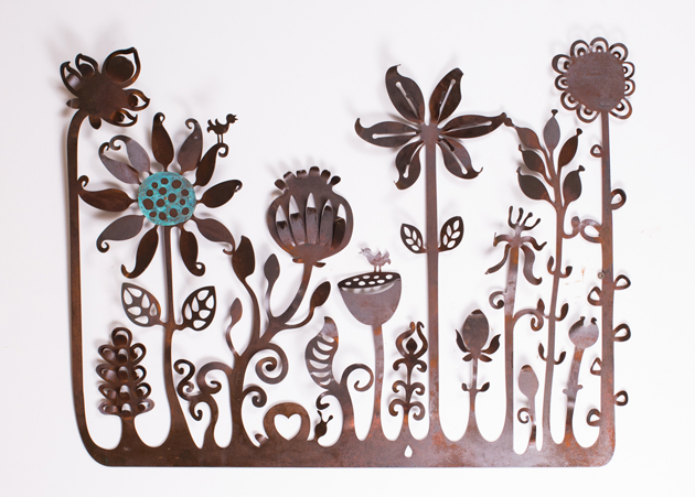 cut metal flower landscape by Anna Small