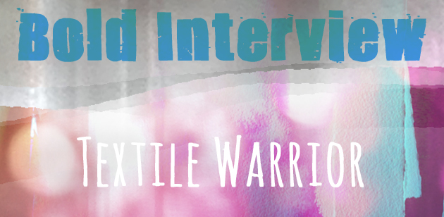 Washy colourful background with pinks, morones, greys and chunky type saying "Bold Interview"