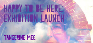 photographic self portrait, overlaid with header text in chunky font