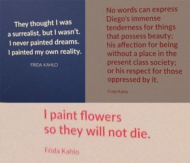 Photographs of frida kahlo quotes from 2016 exhibition at Art Gallery of NSW