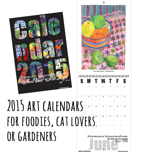 cover and inner layout of bold art calendar (food and flowers) from 2015