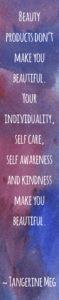 tall image with watercolor background, featuring a quote about beauty