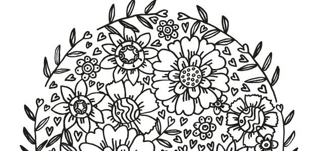 black and white flower drawing
