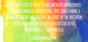 Quote by Matisse on a watercolour rainbow background