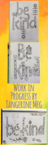 3 drawing book pages in a column with header type and a watercolour yellow background