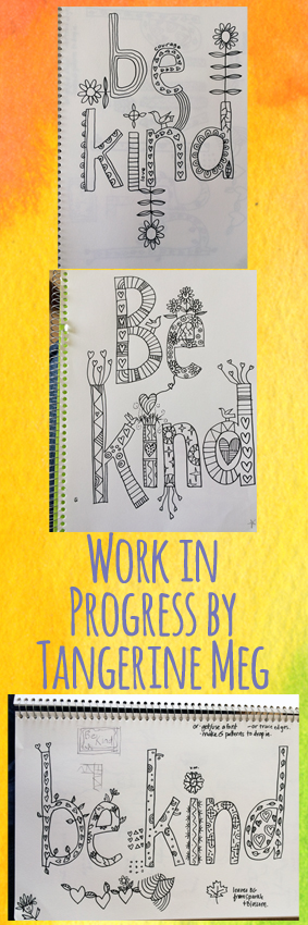 3 drawing book pages in a column with header type and a watercolour yellow background