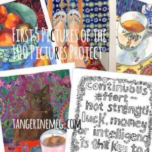 Header text overlaid on 5 new happy artworks