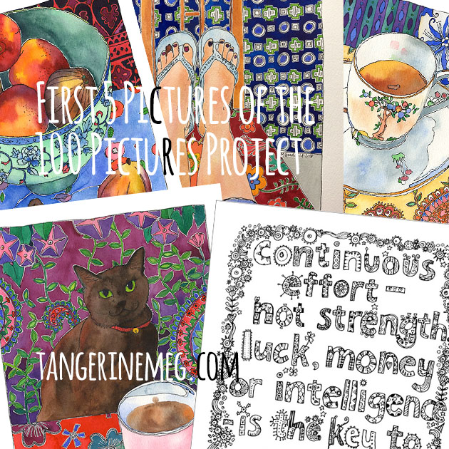 Header text overlaid on 5 new happy artworks