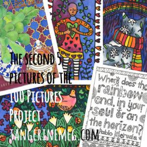 5 Tangerine Meg pictures, overlaid with blog post header type: " The second 5 pictures of the 100 Pictures Project"