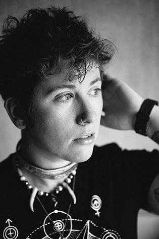 Black and white photo of Michelle Nickolaisen