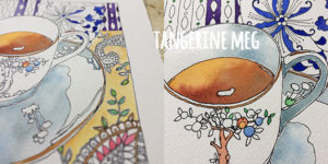 Painted cups of chai tea