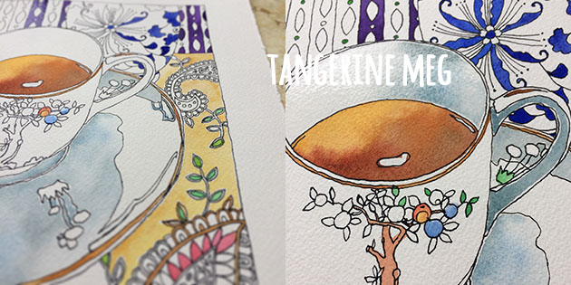 Painted cups of chai tea